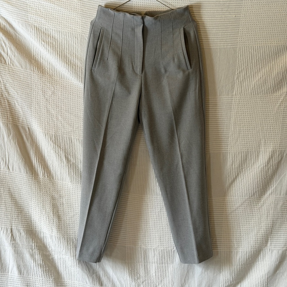 Zara Light Gray High-Waist Tapered Pants